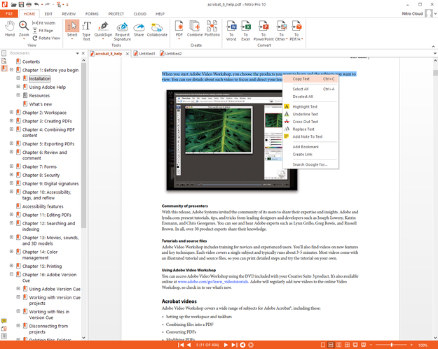 Copy text from pdf with Nitro Pro