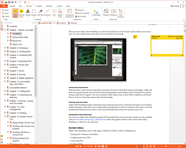Nitro Pro sticky notes in PDF