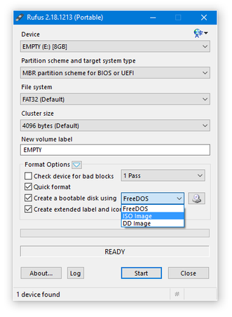 Rufus ISO select image option