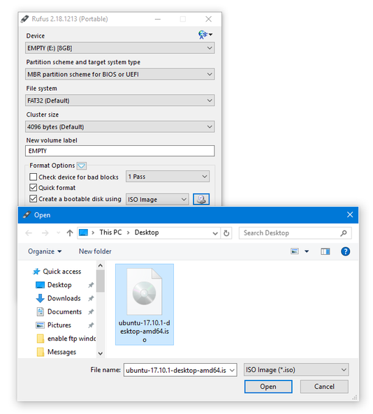 Rufus select ISO image