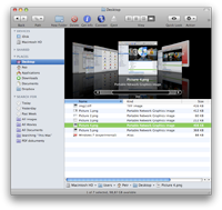 Apple MAC OS X Finder window with file types listing and file extensions enabled