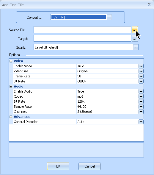 Pilih FLV sebagai format output di MyVideoConverter.