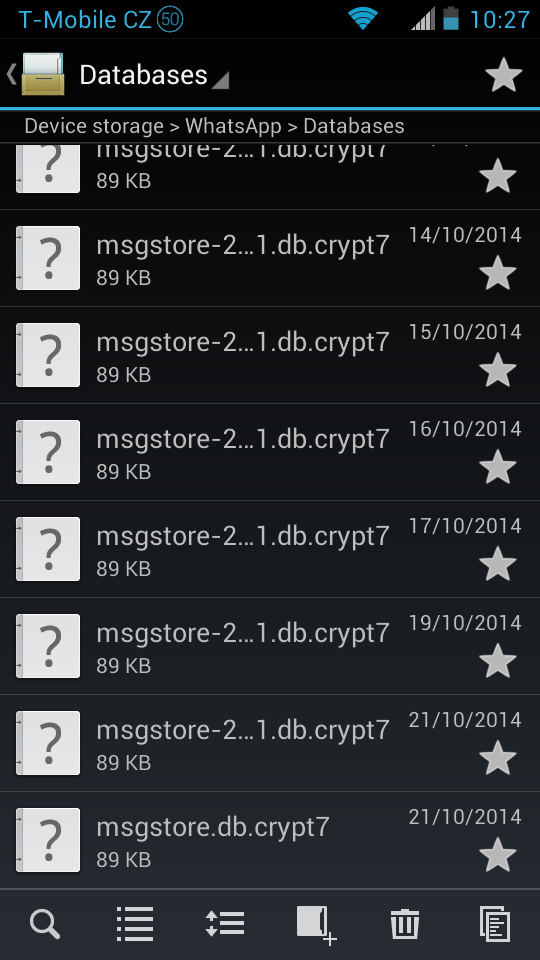 Folder kopii zapasowych WhatsApp dla Androida