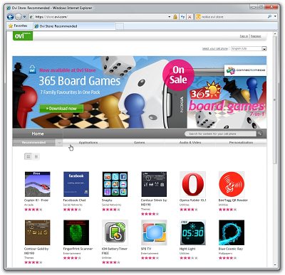 Screenshot Nokia Ovi Store