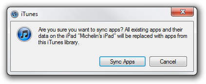 Okno ostrzegawcze Apple iTunes