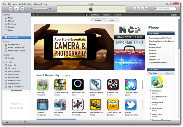 Główne okno Apple iTunes