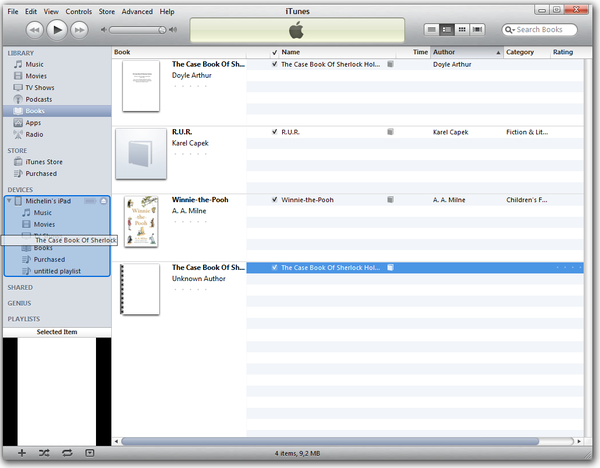 Apple iTunes drag book to device