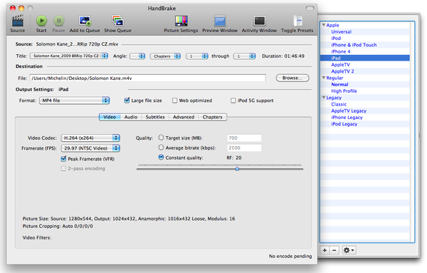 HandBrake for Mac presets