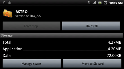 Opzione Sposta nella scheda SD di Android