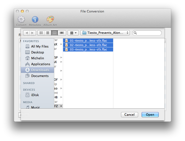 Select files to convert