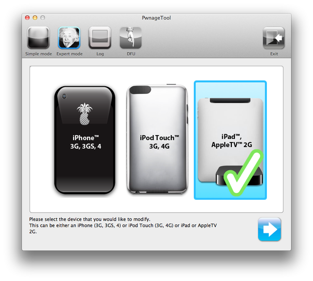 PwnageTool select ios device