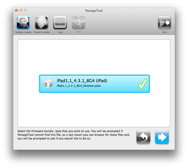 PwnageTool select ipsw file