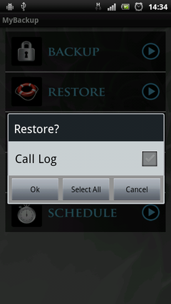 MyBackup Pro restore in progress