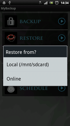 MyBackup Pro backup destination