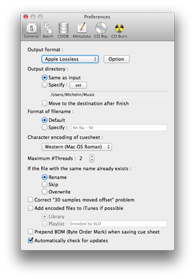 Preferencias de X Lossless Decoder