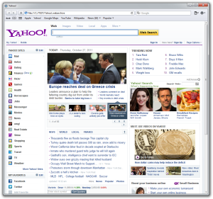 Captura de pantalla de la página de Yahoo! almacenada localmente desde un archivo webarchive.