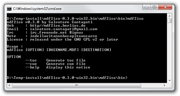 MDF2ISO command line