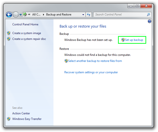 How to backup and restore files in Windows 7