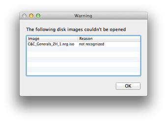 log błędu Apple DiskImageMounter