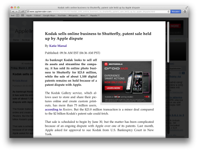 Safari Reader w Mac OS X Mountain Lion