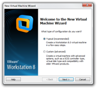 Schritt 1 der Erstellung einer neuen virtuellen Maschine in VMware.