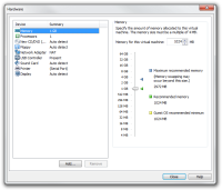 Schritt 1 der Anpassung der Hardwareeinstellungen in der neuen VMware virtuellen Maschine.