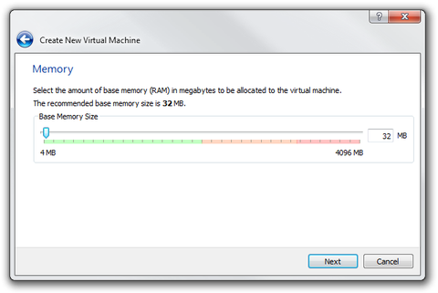 VirtualBox Assistent Menge RAM