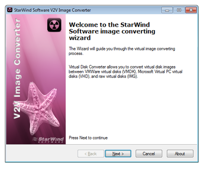 Starwind Software V2V Image-Konverter Hauptfenster