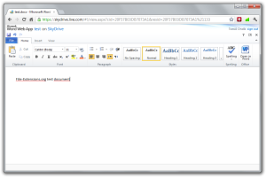 Dokument geöffnet in der Microsoft Word Web-App.