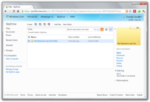 Arbeiten mit und Freigeben von Ordnern in SkyDrive.