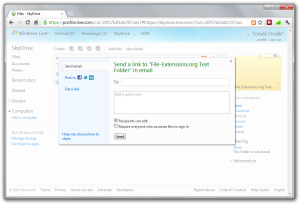 Freigabe eines SkyDrive-Ordners nur für eine bestimmte Person.