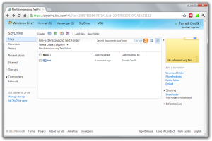 Screenshot der SkyDrive-Weboberfläche.