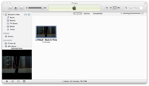Zaimportowany film iTunes firmy Apple