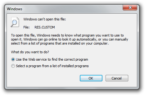 Okno podręczne Windows nie może otworzyć tego pliku.