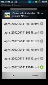 apn backup restore výběr zálohy