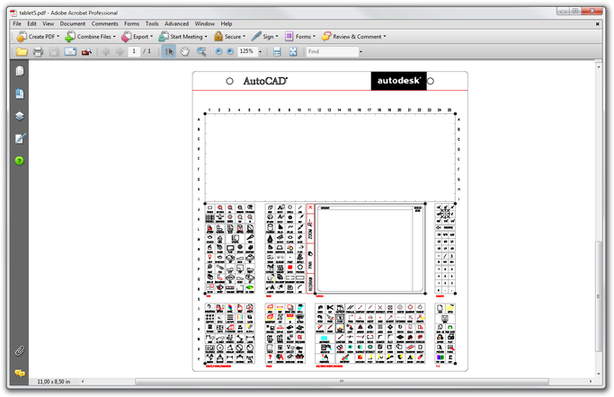 Adobe Acrobat Professional affichant un DWG converti