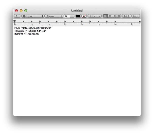 TextEdit crea il file Cue sheet
