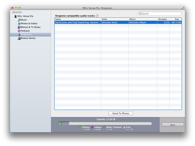 Import dzwonka w Windows Phone 7 Connector