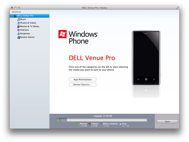 Windows Phone 7 Connector dla Mac