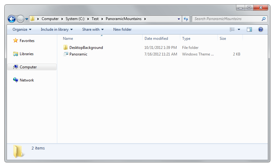 Wyodrębniony plik deskthemepack