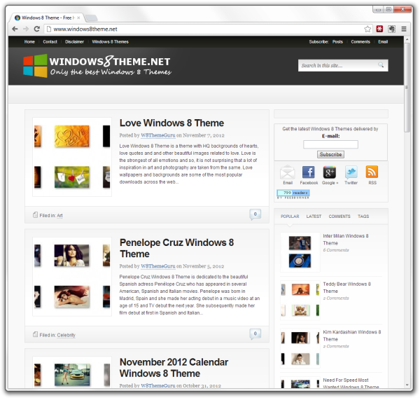 Zrzut ekranu strony windows8theme.net