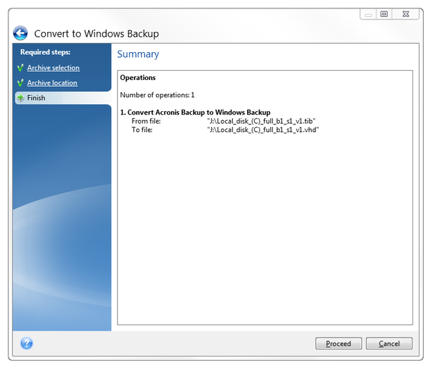 Acronis True Image Zusammenfassung Konvertierung