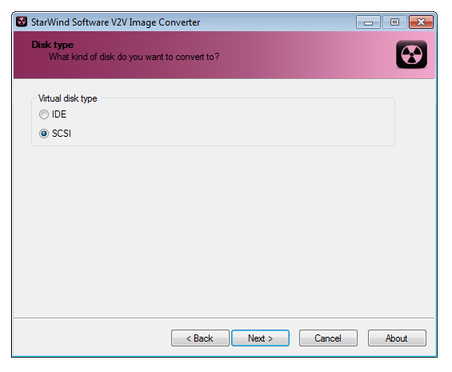 StarWind V2V Image Converter virtuellen Datenträgertyp wählen