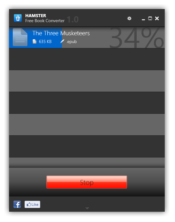 Hamster eBook Converter Konvertierung im Gange.