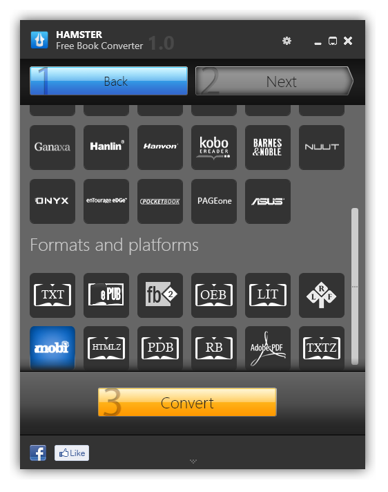 Hamster eBook Converter direkte Dateiformat-Konvertierungsoption.