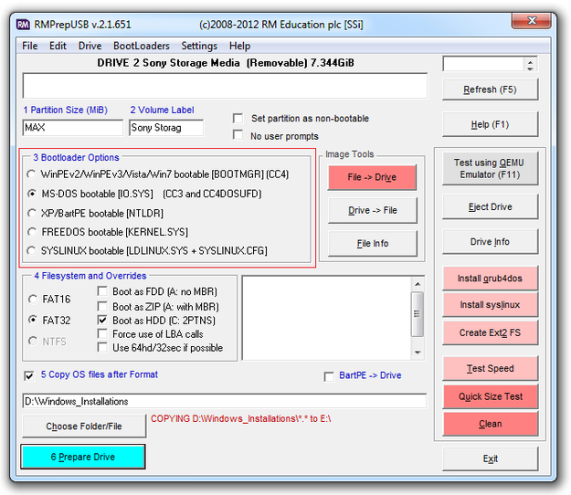 RMPrepUSB — krok 2