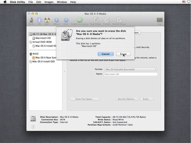 Formatowanie dysku SSD w Disk Utility