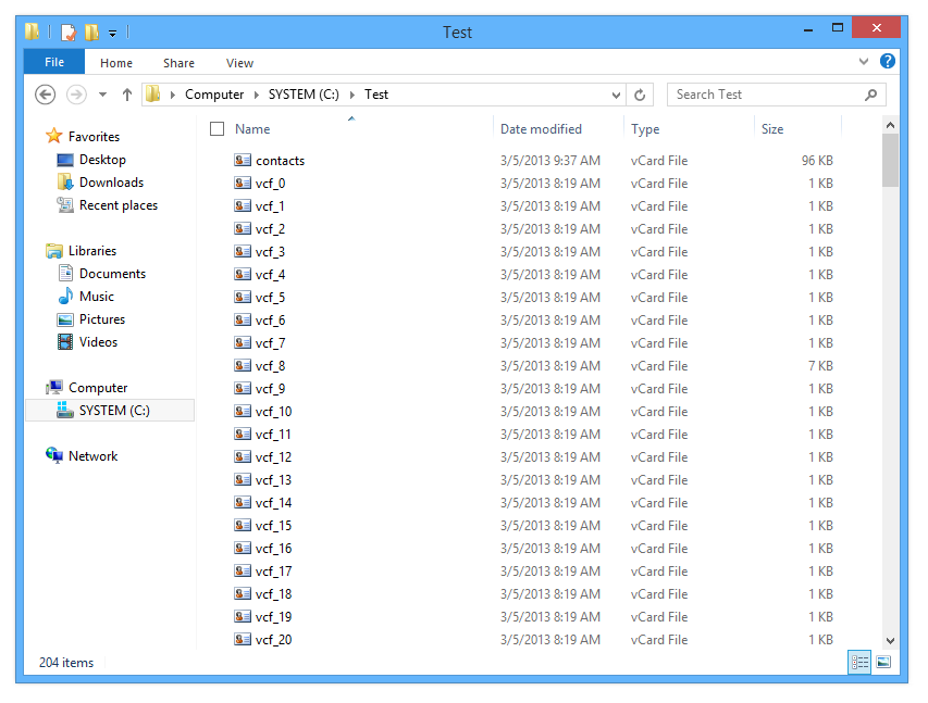 File VCF tunggal baru dibuat menggunakan command line Windows