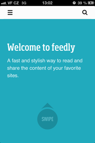 Écran d'accueil Feedly pour iPhone