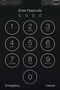 iOS 7 schermata di blocco con codice